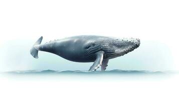 foto de un ballena en blanco antecedentes. generativo ai