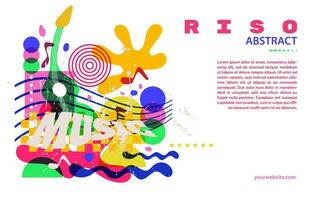 music abstract retro background with risograph style vector