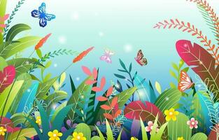 beautiful forest scene background vector