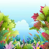 beautiful forest scene background vector