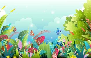 beautiful forest scene background vector