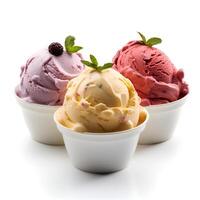Photo of Gelato on cup isolated on white background. Created by