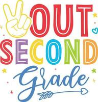 out second grade sign with colorful letters vector