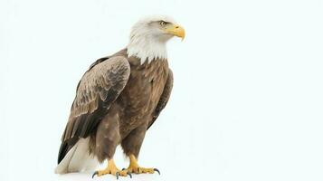 foto de un calvo águila en blanco antecedentes. generativo ai