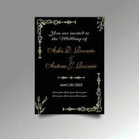 Luxury wedding invitation card design set. Luxury vintage golden vector invitation card template