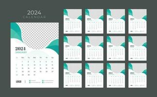 vector pared calendario 2024, pared calendario 2024, corporativo y negocio planificador modelo en inglés, semana comienzo domingo, pared calendario en un minimalista estilo