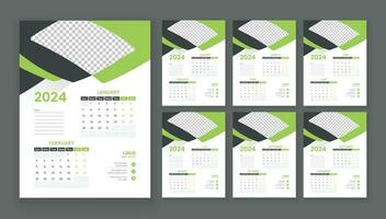 Wall calendar 2024, Vector wall calendar 2024, Corporate and business planner template in English, Week start Sunday, Wall calendar in a minimalist style