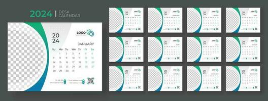 Desk calendar template 2024, Week Starts on sunday, Office Calendar 2024 vector