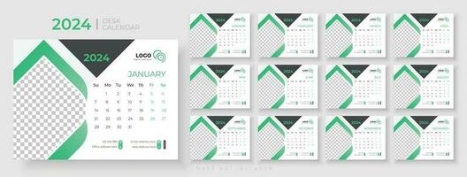 Desk calendar template 2024, Week Starts on sunday, Office Calendar 2024, template for annual calendar 2024 vector