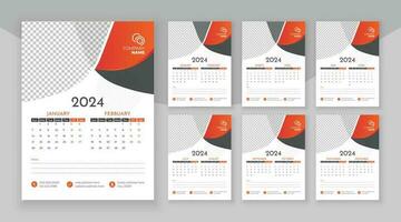 Wall calendar 2024, Company Calendar template, Week start Sunday, 6 page wall calendar 2024, Wall calendar in a minimalist style vector