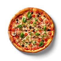 Food photography of Pizza isolated on white background. photo