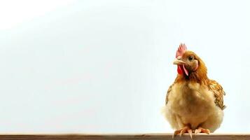 foto de un pollo en blanco antecedentes. generativo ai