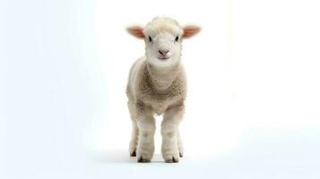 Photo of a sheep on white background. Generative AI