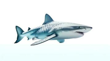 foto de un tiburón en blanco antecedentes. generativo ai