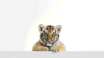 Photo of a tiger on white background. Generative AI