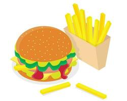 Burger and French Fries Icon vector