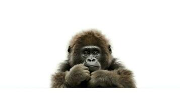 Photo of a koko the gorilla on white background. Generative AI