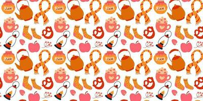 Colorful cozy autumn seamless pattern. vector