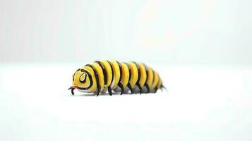 Photo of a monarch caterpillar on white background. Generative AI