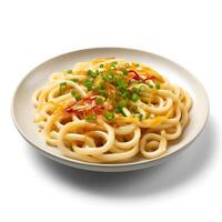 Food photography of Udon isolated on white background. photo