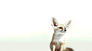 Photo of a Fennec fox on white background. Generative AI