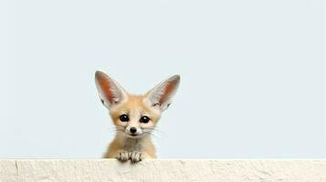 foto de un fennec zorro en blanco antecedentes. generativo ai