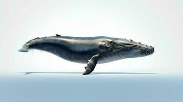 Photo of a whale on white background. Generative AI