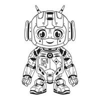 robot contorno 02 ,bien para colorante libros, huellas dactilares, pegatinas, diseño recursos, logo y más. vector