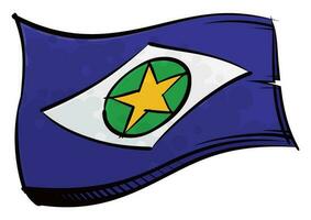 Painted Mato Grosso flag waving in wind vector