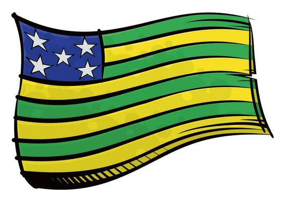 Painted Goias flag waving in wind