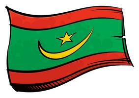 pintado Mauritania bandera ondulación en viento vector
