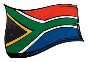 Painted South Africa flag waving in wind vector