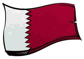 Painted Qatar flag waving in wind vector