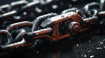close up of a metal chain. chain with links. a background with a heavy metal chain. photo