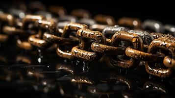 close up of a metal chain. chain with links. a background with a heavy metal chain. photo
