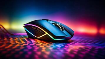 Computer RGB gaming mouse 3d realistic. AI Generative photo