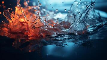 water splash with bubbles and water droplets. AI Generative photo