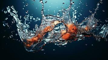 water splash with bubbles and water droplets. AI Generative photo