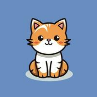 Cute Cat Sitting Cartoon Vector Icon Illustration. Animal Nature Icon Concept Isolated. Flat Cartoon Style