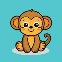 Adorable monkey with a brown face sitting on a background. vector