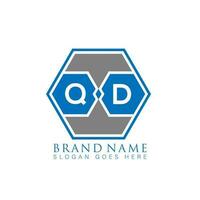 QD creative minimalist polygon letter logo. QD Unique modern flat abstract vector letter logo design.