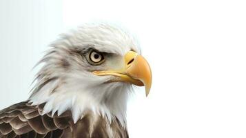 Photo of a Bald Eagle on white background. Generative AI