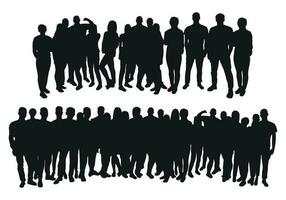 Image of crowd silhouette, group of people. Workers, audience, crowded, corporate, working, teamwork vector