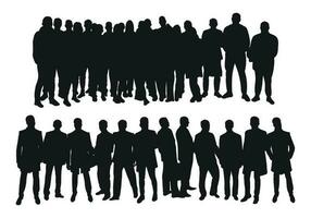 Image of crowd silhouette, group of people. Workers, audience, crowded, corporate, working, teamwork vector