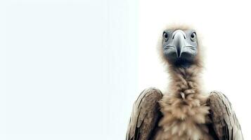 Photo of a vulture on white background. Generative AI