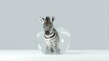 Photo of a cute zebra on white background. Created by Generative AI