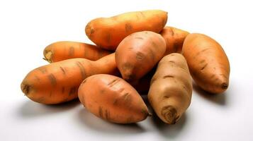 Photo of Sweet potatoes isolated on white background