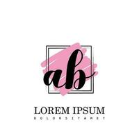 AB Initial Letter handwriting logo with square brush template vector