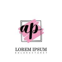 AP Initial Letter handwriting logo with square brush template vector