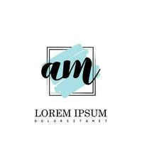 a.m inicial letra escritura logo con cuadrado cepillo modelo vector